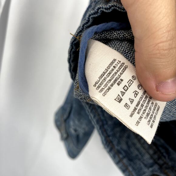 Free People S Denim Lightweight Distressed Bomber Jacket - Picture 6 of 6